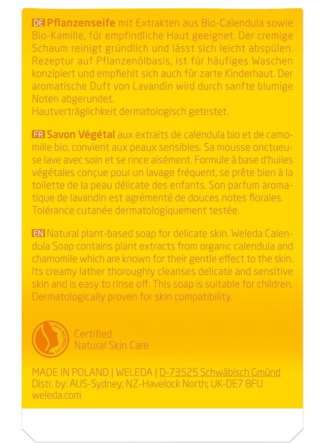 Weleda Calendula Vegetable Soap (100 g) – Gentle Cleansing Bar for Sensitive Skin, with Organic Calendula, Plant-Based Formula - Image 2