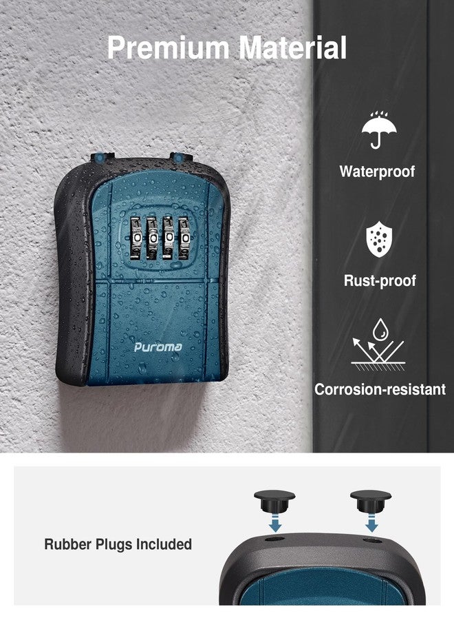 بوروما صندوق مفاتيح Puroma، صندوق مفاتيح محمول مثبت على الحائط برقم سري لتخزين مفاتيح المنزل، صندوق أمان قابل لإعادة الضبط برمز سري لتخزين المفاتيح الاحتياطية للمنزل أو المكتب أو الشقة (عبوة واحدة، لون أزرق طاووسي) - Image 5