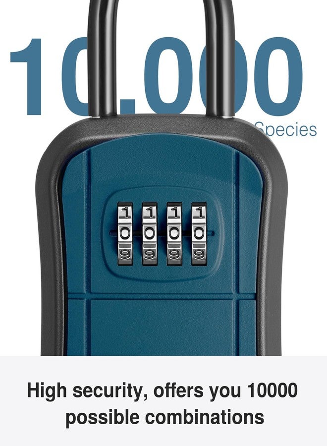 بوروما صندوق مفاتيح Puroma، صندوق مفاتيح محمول مثبت على الحائط برقم سري لتخزين مفاتيح المنزل، صندوق أمان قابل لإعادة الضبط برمز سري لتخزين المفاتيح الاحتياطية للمنزل أو المكتب أو الشقة (عبوة واحدة، لون أزرق طاووسي) - Image 3