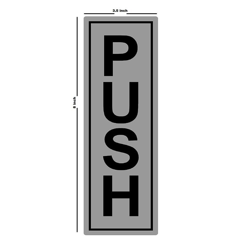 deziine Silver Metal Push Pull Sign Board For Offie and Shop Glass and Wooden | Self Adhesive Stainless Steel Metal Sticker for Door | Push and Pull Sticker for Hospital Malls Office(Silver, Big)[Vertical]-Set Of 1 - Image 3