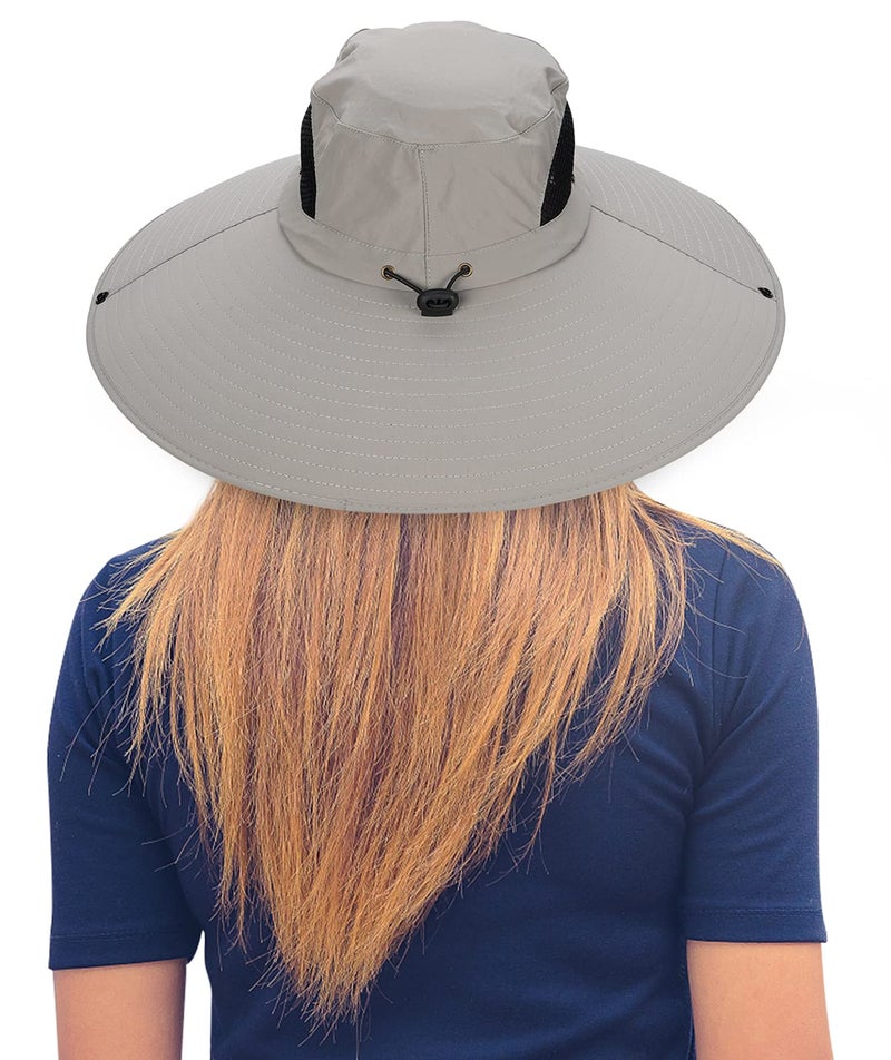 Leotruny Women Super Wide Brim Sun Hat UPF50+ Waterproof Bucket Hat for Fishing, Hiking, Camping (C02-light Grey) - Image 2