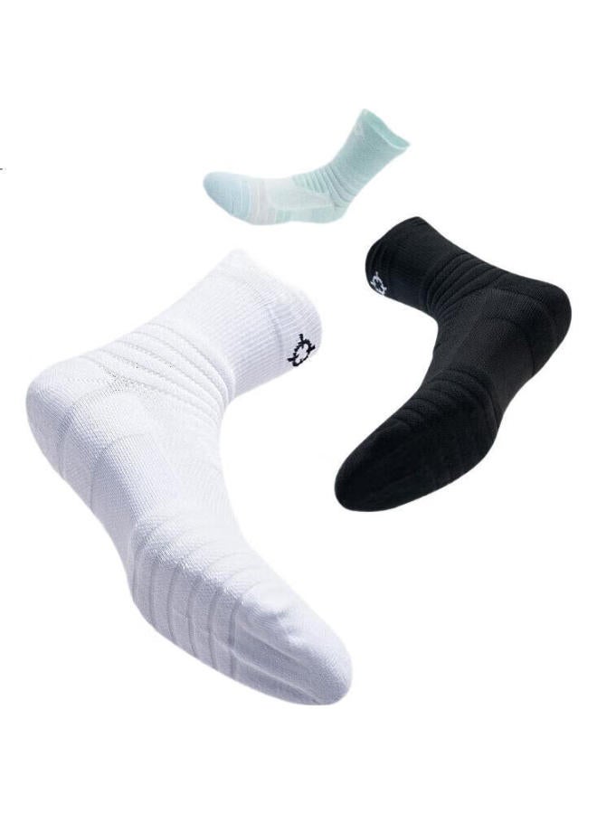 Professional-Grade Training 2 Basketball Socks With Thick Terry Bottom, Sweat-Absorbing And Shock-Absorbing, W-08 [3 Pairs], Black