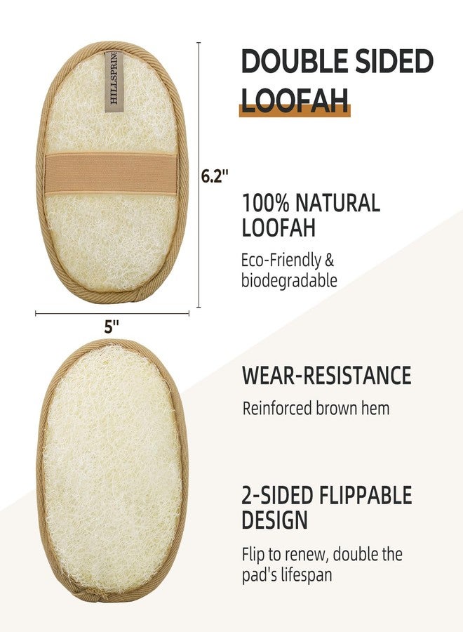 HillSpring Natural Loofah Pad Exfoliating Body Scrubber,Double Sided Oval Luffa Sponges for Men and Women’s SPA, Eco-Friendly Bath Shower Exfoliator, 1 Pack 1pc (Brown - Image 2