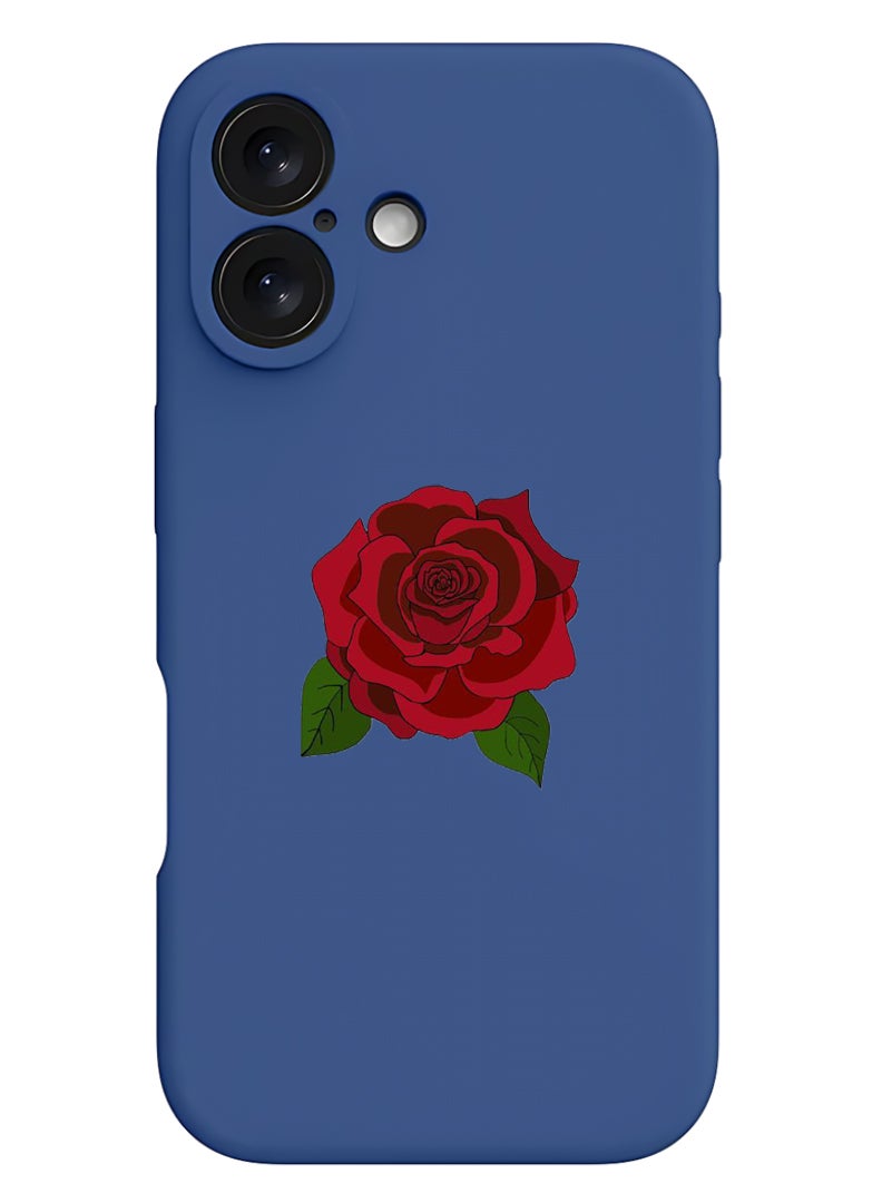 Theodor iPhone 16 Blue Protective Slim Fit Case Liquid Silicone Cover with Full Body Protection Anti-Scratch Shockproof Case For iPhone - Rose 1 - Image 1