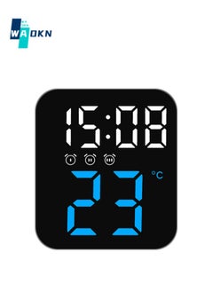 Bedroom LED Digital Alarm Clock, Bedside Clock with 3 Alarm Settings, Adjustable Brightness Voice Console Clock, Office, Bedroom Temperature Display Electric Night Light Clock (Black)