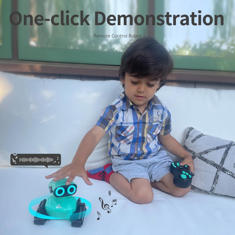 GILOBABY Robot Toys, Remote Control Robot Toy, RC Robots for Kids with LED Eyes, Flexible Head & Arms, Dance Moves and Music, Birthday Gifts for Boys Ages 3+ Years (Blue) - Image 2