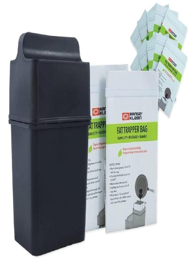Range Kleen Fat Trapper System/Grease Storage Container with TWELVE Disposable Grease Bags - Image 1