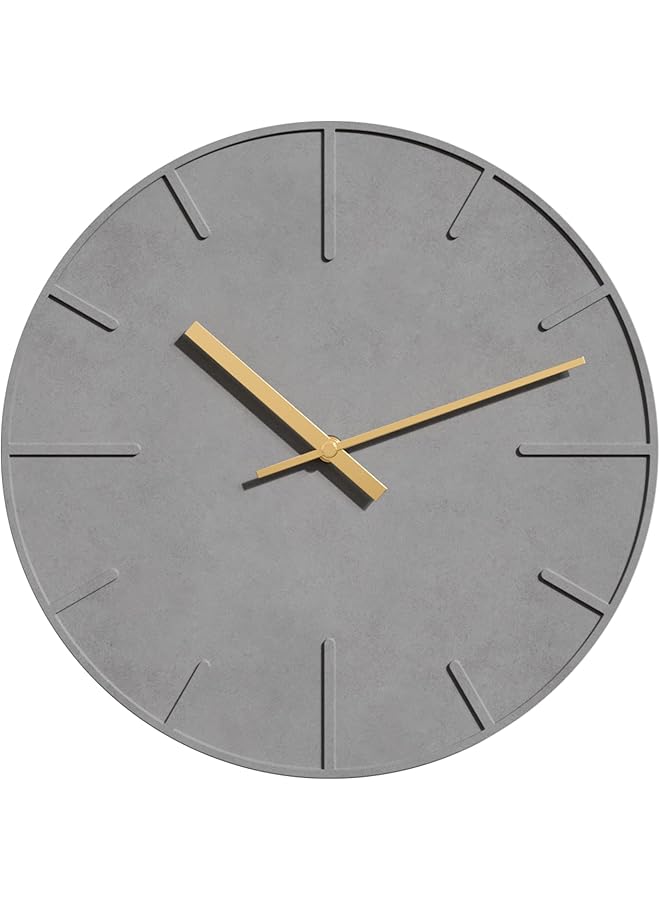 The Bros Wall Clock - Silent, Concrete-Made, Wall Hanging Clock, Simple, Modern, Scandinavian, 30CM, Room Decor, Living, Interior, Housewarming, Stylish, with Hooks - Image 1