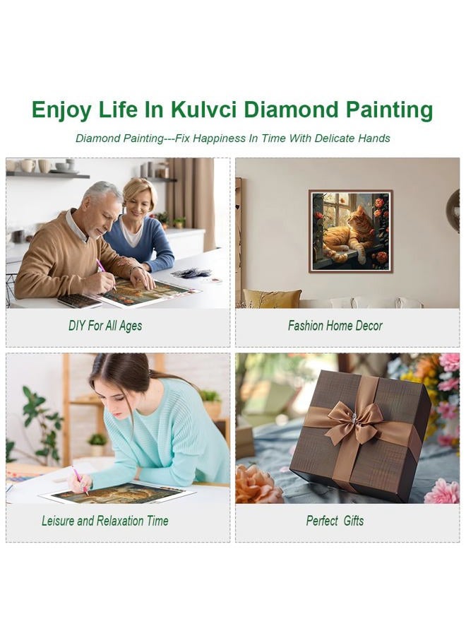 Kulvci Sleeping Cat Diamond Painting Kits for Adults, Diamond Art Kits for Beginners, 5D DIY Full Drill Gem Craft for Home Decor Gift 12x12inch - Image 3