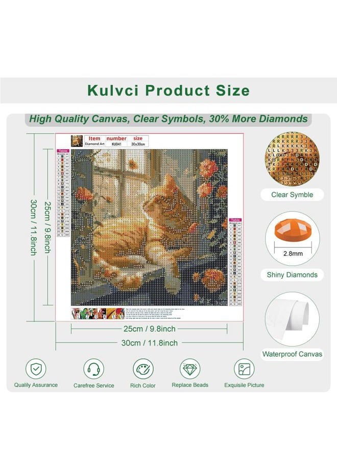 Kulvci Sleeping Cat Diamond Painting Kits for Adults, Diamond Art Kits for Beginners, 5D DIY Full Drill Gem Craft for Home Decor Gift 12x12inch - Image 4