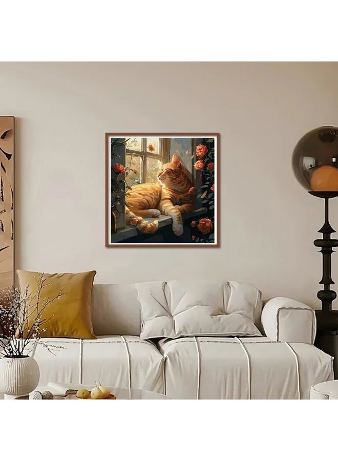 Kulvci Sleeping Cat Diamond Painting Kits for Adults, Diamond Art Kits for Beginners, 5D DIY Full Drill Gem Craft for Home Decor Gift 12x12inch - Image 2