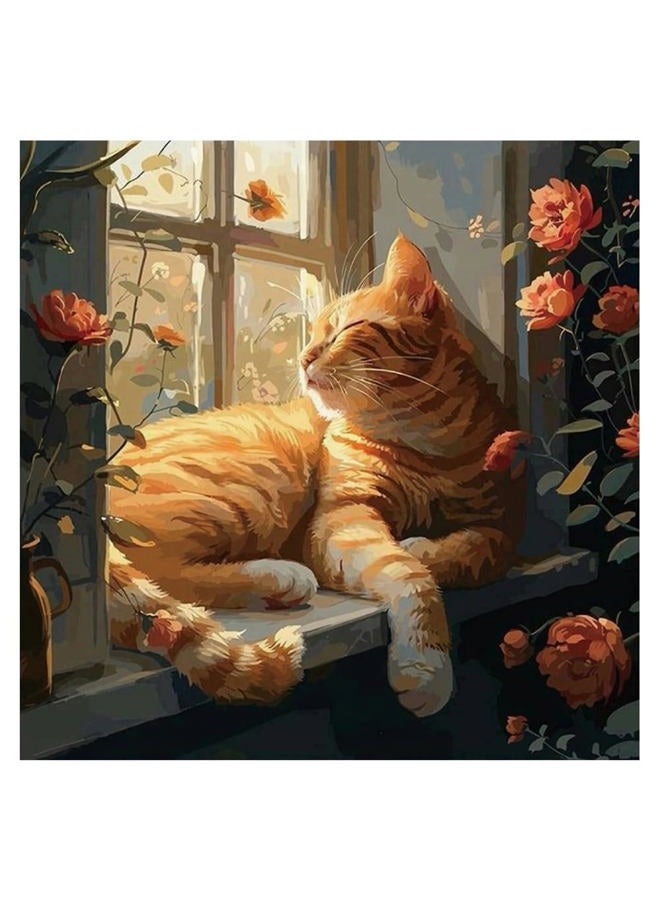 Kulvci Sleeping Cat Diamond Painting Kits for Adults, Diamond Art Kits for Beginners, 5D DIY Full Drill Gem Craft for Home Decor Gift 12x12inch - Image 1