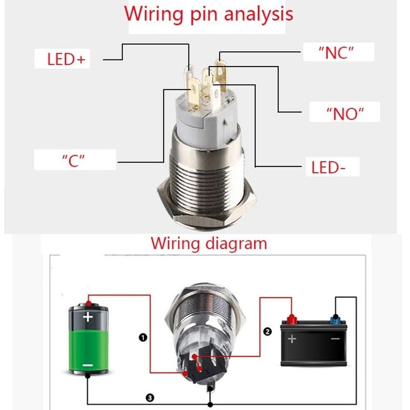 RAYANA Stainless Steel LED Motorcycle Light Switch ON-Off Adjustable Mount Waterproof Switches Button DC12V ATV Light Switch (E-3) - Image 3