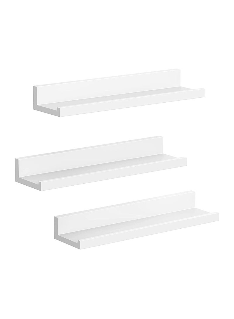 SONGMICS رفوف حائط SONGMICS LWS38WT بيضاء مكونة من 3 قطع لغرفة المعيشة وغرفة الرسم (10x38x5 سم)  - Image 1