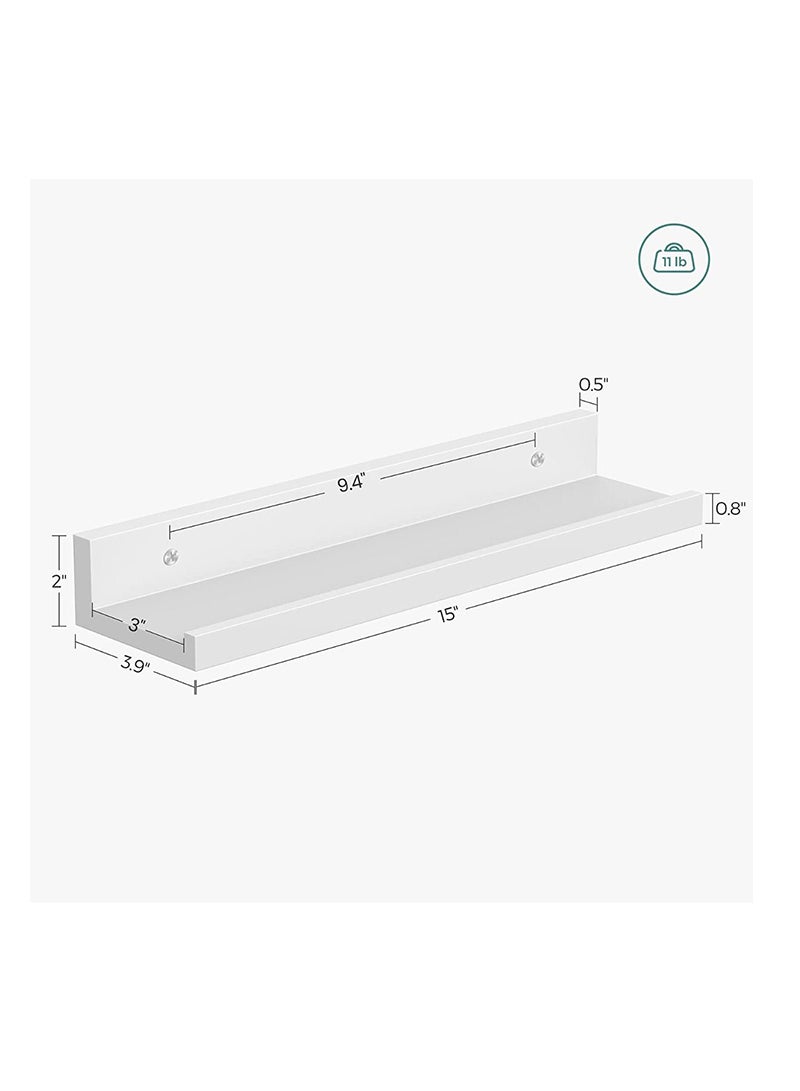 SONGMICS رفوف حائط SONGMICS LWS38WT بيضاء مكونة من 3 قطع لغرفة المعيشة وغرفة الرسم (10x38x5 سم)  - Image 3