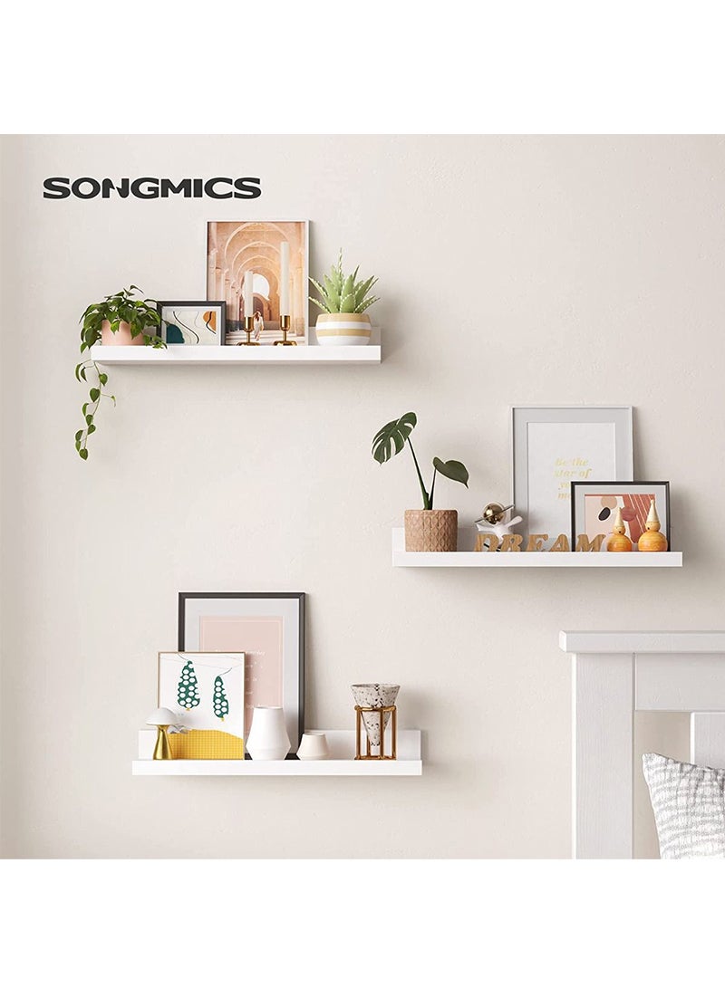 SONGMICS رفوف حائط SONGMICS LWS38WT بيضاء مكونة من 3 قطع لغرفة المعيشة وغرفة الرسم (10x38x5 سم)  - Image 2