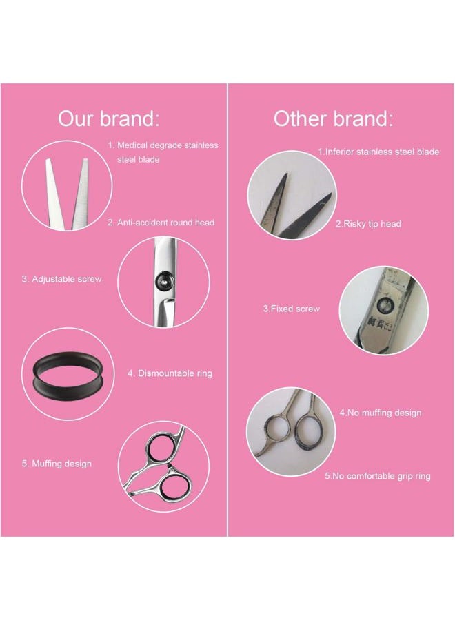 Fcysy مقص قص الشعر ومقص التخفيف - مجموعة مقصات حلاقة احترافية من Fcysy مع ملحقات قص الشعر في حقيبة جلدية للنساء والرجال والحيوانات الأليفة - 7 قطع - Image 5