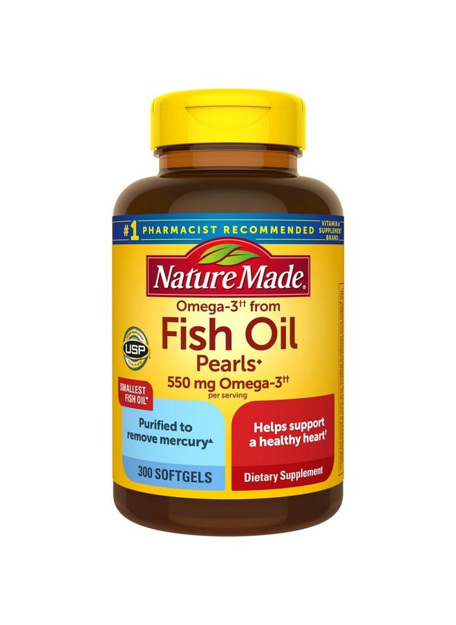 Nature Made Omega 3 Fish Oil Pearls 550 Mg Per Serving Small Size Fish Oil Supplements As Ethyl Esters Omega 3 Supplement For Healthy Heart Support 300 Softgels 100 Day Supply  - Image 2