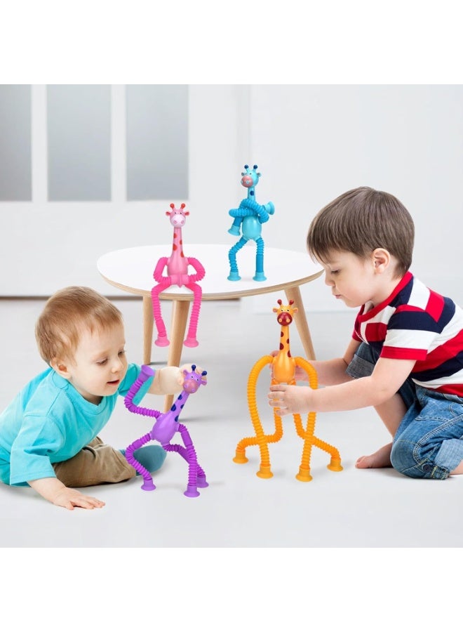ARGT Telescopic Suction Cup Giraffe Toy, Pop Tubes Baby Toys Fine Motor Skills & Creative Learning, Toddler Sensory Party Favors Gifts, Autism Fidget Toy for Autistic Children, 4 Pack - Image 2