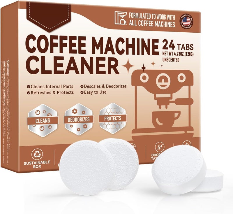 YOOJ ® 24 Count Coffee Machine Descaler Tablets, Safe & Gentle Formula, Remove Limescale, Deep Cleaning, Coffee Maker Cleaning Tablets for All Major Brands- Keurig, Nespresso, Ninja, Delonghi, Breville - Image 1