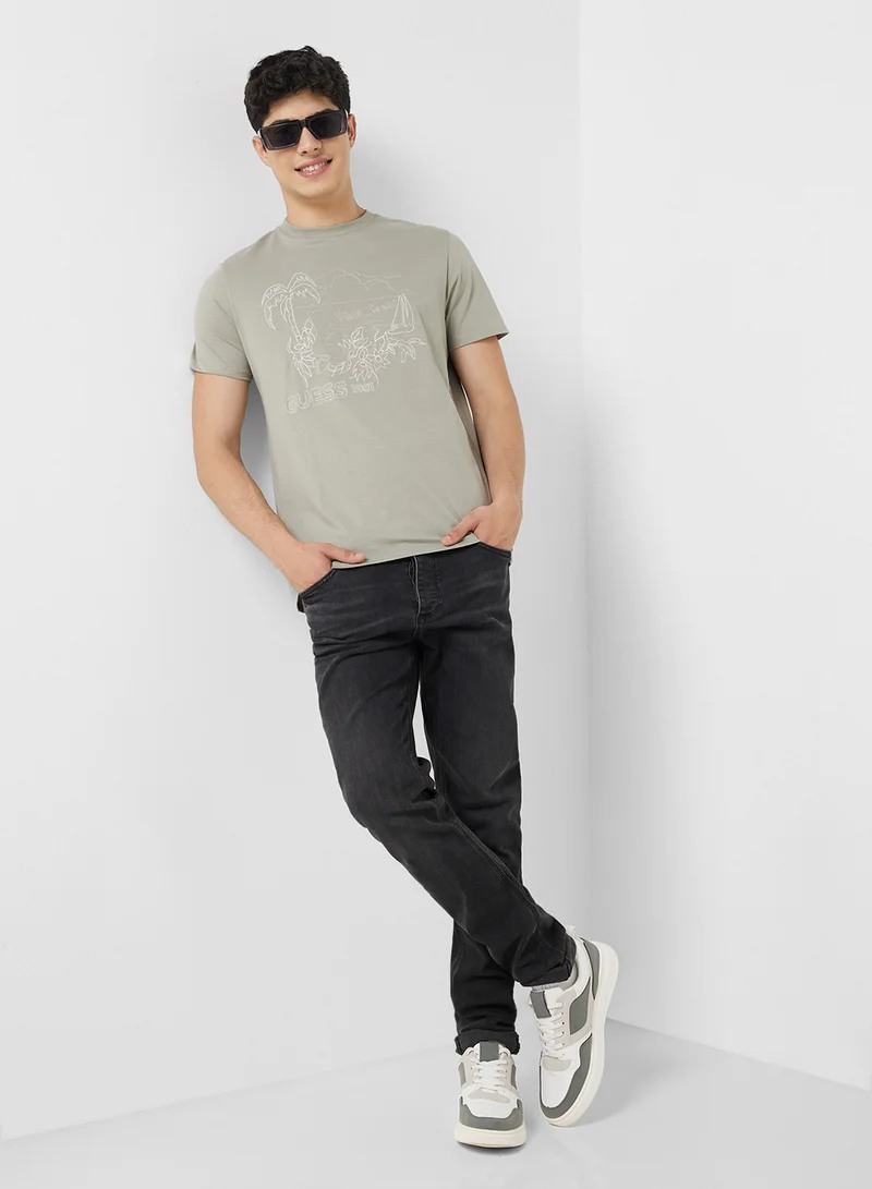 GUESS West Coast Palm Crew Neck T-Shirt