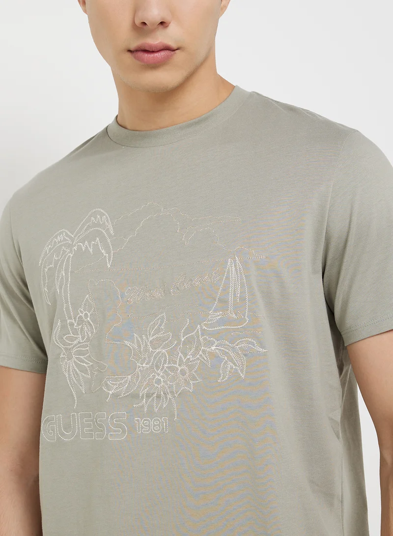 GUESS West Coast Palm Crew Neck T-Shirt