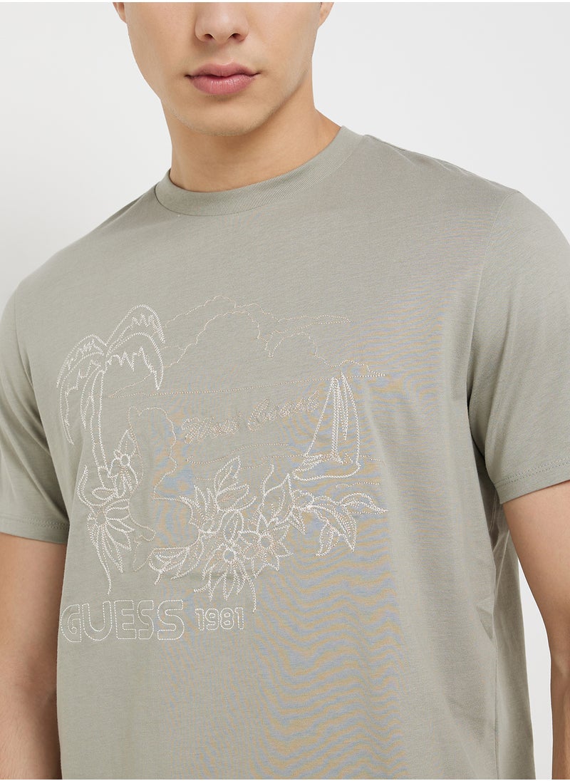 GUESS West Coast Palm Crew Neck T-Shirt  - Image 3