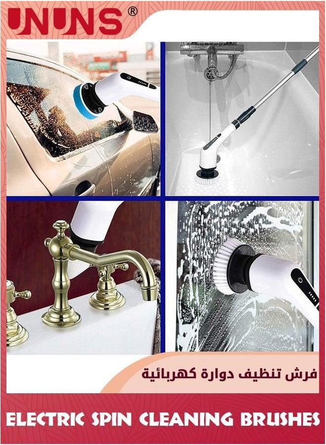 UNUNS Electric Spin Scrubber,Cordless Powerful Scrub Brush For Cleaning Bathroom,Kitchen,Shower Tub And Floor Tile With Adjustable Extension Long Handle 7 Replaceable Heads,White - Image 4