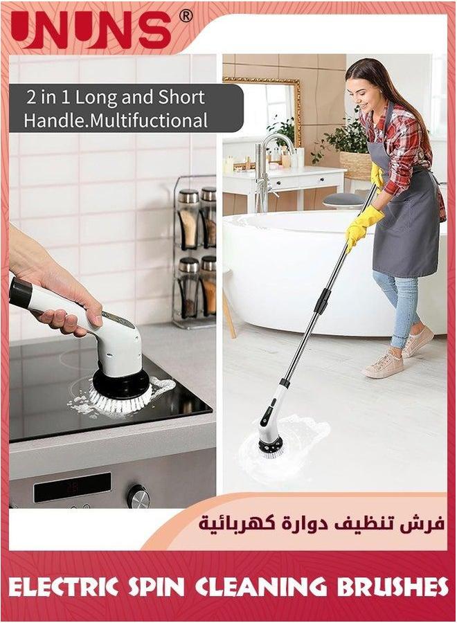 UNUNS Electric Spin Scrubber,Cordless Powerful Scrub Brush For Cleaning Bathroom,Kitchen,Shower Tub And Floor Tile With Adjustable Extension Long Handle 7 Replaceable Heads,White - Image 5