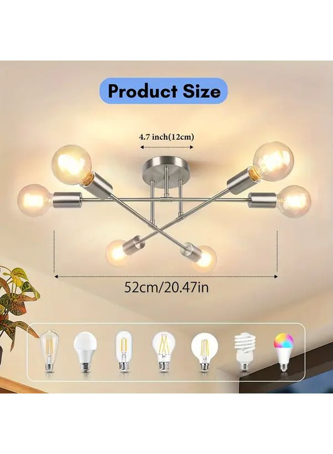 1pc Modern Craft Semi Flush Mount Ceiling Lamp With Golden Metallic Finish For Living Room Dining Room Office Bedroom E26 E27 Bulb Base Ceiling Lighting - Image 4