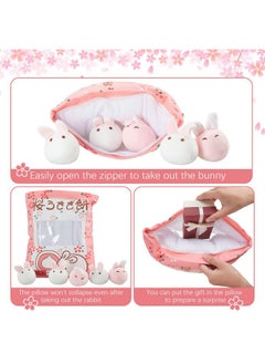 Civaner Cute Plush Pillow Kawaii Room Decor Throw Pillow Removable Stuffed Animal Toys Fluffy Cherry Bunnies Cats Kittens Dog Dinosaur Creative Gifts For Teens Girls Kids (Pink Bunny)  - Image 4