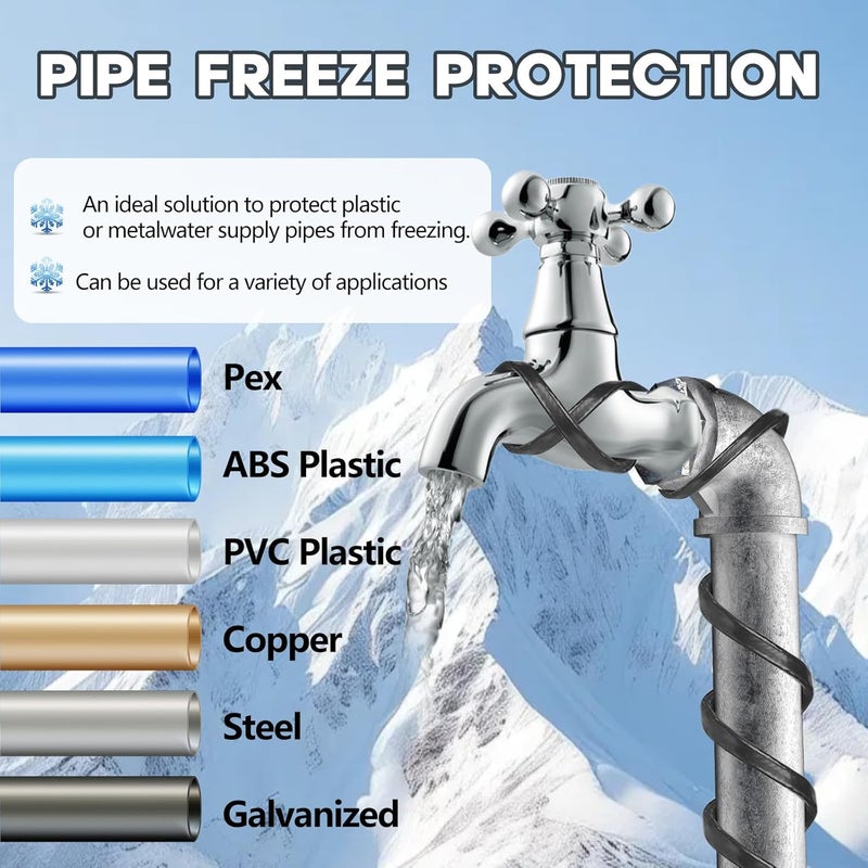 Rylpoint 3FT~200FT Heat Tape for Water Pipes, -40°F Deicing Heating Cable, Freeze Protected Water Pipe Heating Cable, Heated Water Hose, Plumbing Fixtures, 120V 5W/ft（6FT） - Image 4