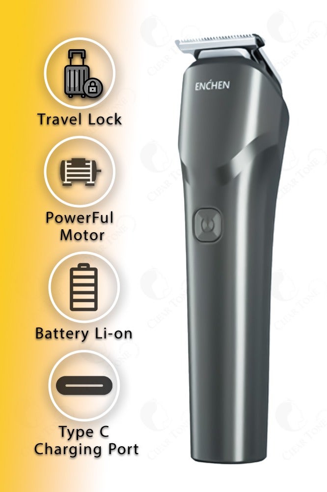 إنشن ماكينة حلاقة الشعر والجسم الاحترافية بيردو ٢ القابلة لإعادة الشحن بمحرك قوي | بطارية ليثيوم طويلة الأمد | قفل سفر | شحن ٥ فولت من النوع C وشفرة قص دقيقة للعناية الشخصية للرجال - Image 2