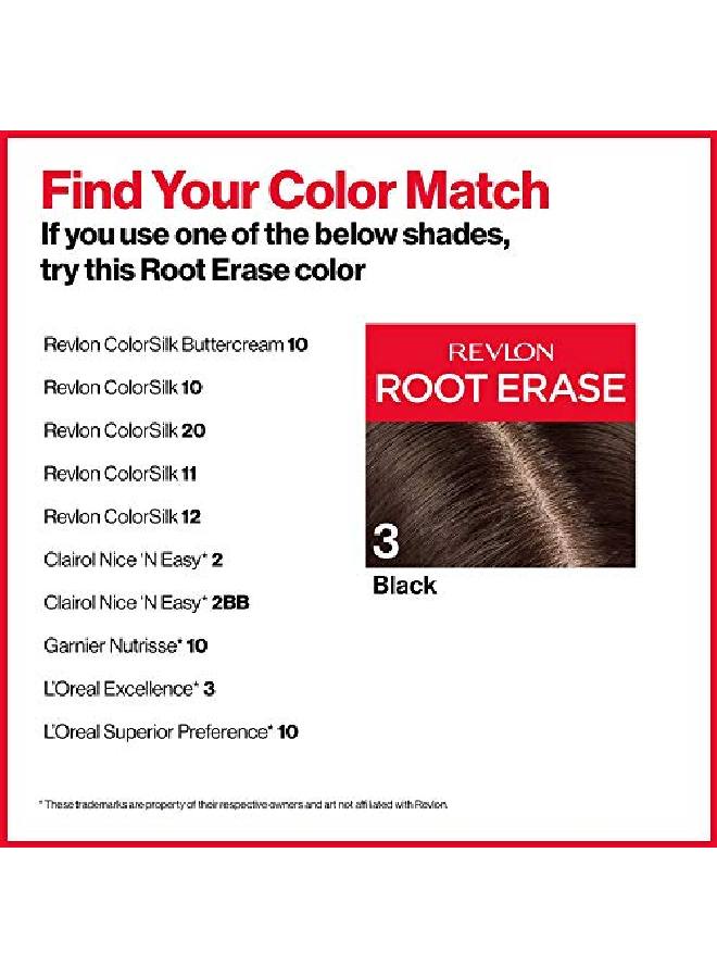 Revlon Permanent Hair Color By Permanent Hair Dye At-Home Root Erase With Applicator Brush For Multiple Use 100% Gray Coverage Black (3) 3.2 Fl Oz - Image 4