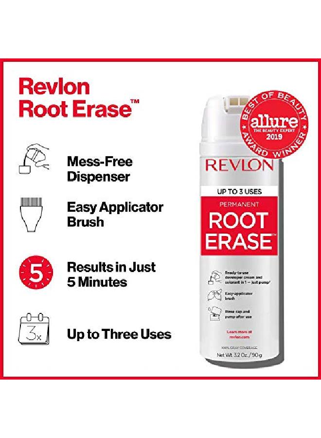 Revlon Permanent Hair Color By Permanent Hair Dye At-Home Root Erase With Applicator Brush For Multiple Use 100% Gray Coverage Black (3) 3.2 Fl Oz - Image 3