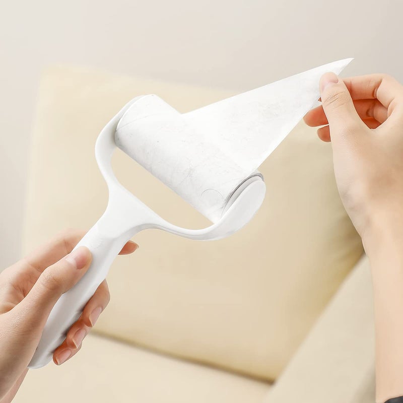 MINGRACE Horizontal Lint Rollers For Pet Hair Extra Sticky Easy To Use Sticky Lint Roller For Pool Table Couch Clothes, 1 Refillable Handle With 4 Sticky Rolls (Daisy White) - Image 4