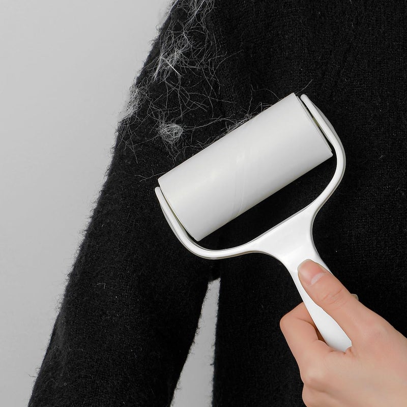 MINGRACE Horizontal Lint Rollers For Pet Hair Extra Sticky Easy To Use Sticky Lint Roller For Pool Table Couch Clothes, 1 Refillable Handle With 4 Sticky Rolls (Daisy White) - Image 3
