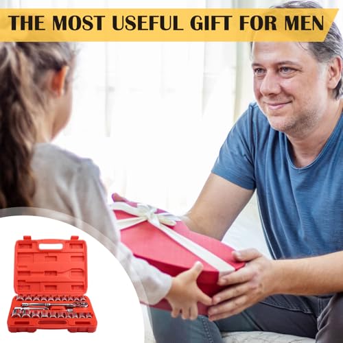 Egofine مجموعة مفاتيح صمولة إيغوفاين 1/2"، 23 قطعة قياسية SAE (7/16 إلى 1 بوصة) ومترية (13-19، 21، 22، 24 مم) 6 نقاط، مع مفتاح ربط سريع الإطلاق، قضبان تمديد، محول مثقاب - Image 5