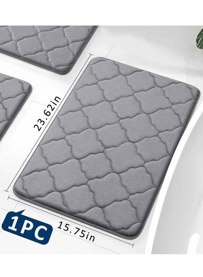 إتش كيو جيمنغ سجادة حمام، سجادة أرضية ناعمة، سجاد حمام فائق الامتصاص، غير قابل للانزلاق، مريح، قابل للغسل في الغسالة، سجادة حمام لأرضية الحمام، حوض الاستحمام، الدش، رمادي 40*60 سم - Image 2