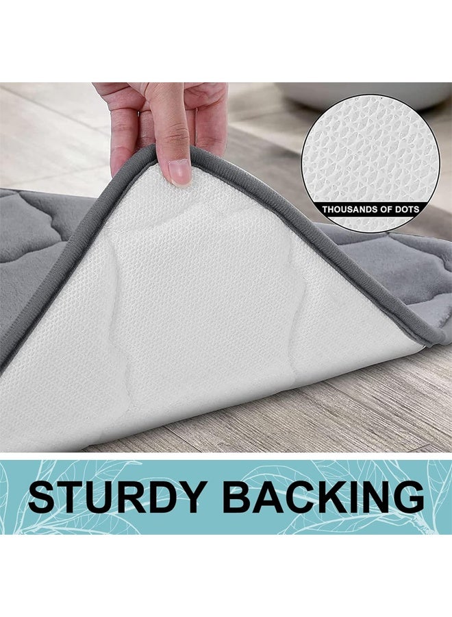 إتش كيو جيمنغ سجادة حمام، سجادة أرضية ناعمة، سجاد حمام فائق الامتصاص، غير قابل للانزلاق، مريح، قابل للغسل في الغسالة، سجادة حمام لأرضية الحمام، حوض الاستحمام، الدش، رمادي 40*60 سم - Image 4