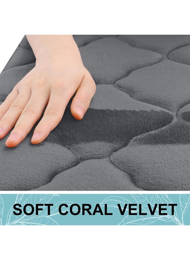 إتش كيو جيمنغ سجادة حمام، سجادة أرضية ناعمة، سجاد حمام فائق الامتصاص، غير قابل للانزلاق، مريح، قابل للغسل في الغسالة، سجادة حمام لأرضية الحمام، حوض الاستحمام، الدش، رمادي 40*60 سم - Image 3