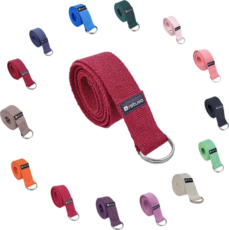 ريبو Natural 100% Cotton Yoga Belt Claret Red 184 cm