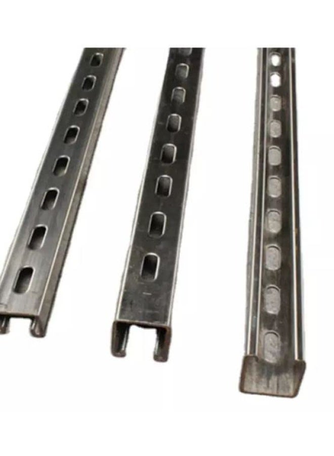 ROBUSTLINE Chrome Plated Single Slim Slotted Channel With Brackets For Glasses Adjustable Single Slim Heavy Duty Home Kitchen Shop Organizer 25Cm Channel 2 Pieces With 4 Brackets - Image 1