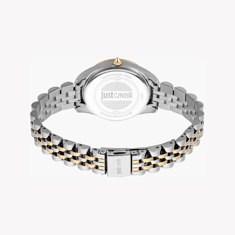جاست كافالي ساعة نسائية من جاست كافاللي بهيكل من الفولاذ المقاوم للصدأ باللونين الفضي واللون الذهبي وسوار من الفولاذ المقاوم للصدأ باللونين الفضي واللون الذهبي. - Image 3