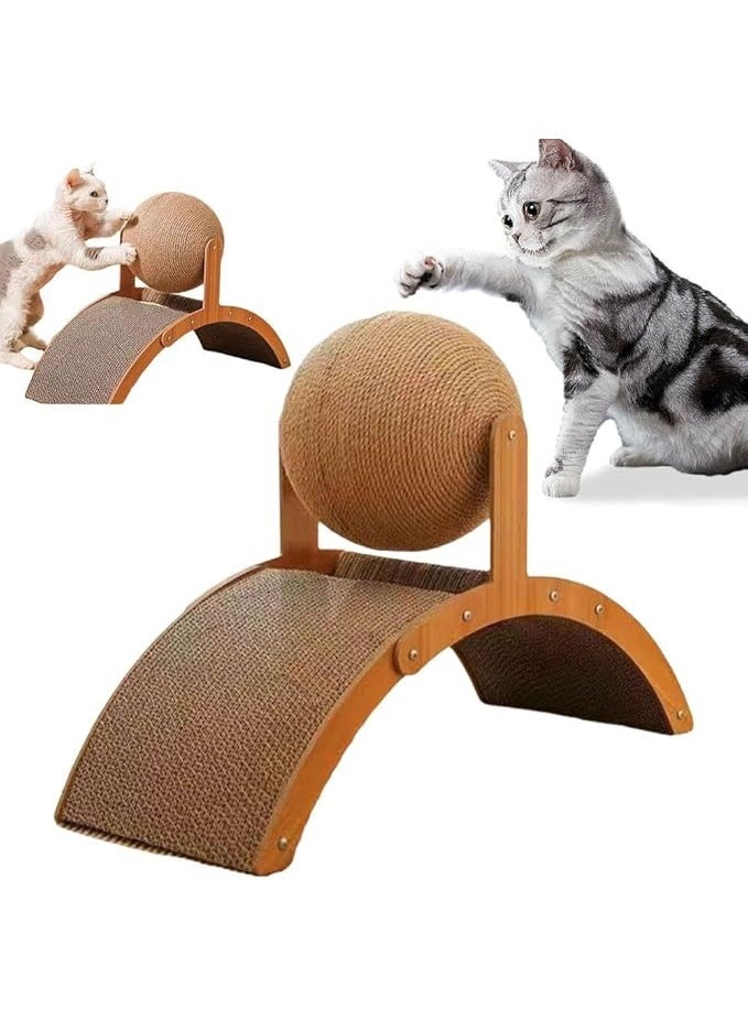 Cat Scratching Ball Cats Scratcher Natural Sisal Cat Scratching Board with Ball Cat Scratcher  Double-Sided Cat Scratching Post Grinding Paws Toys Cats Scratcher Large Scratch Pad for Cats Durable Cardboard Cat Scratcher Kitten Scratcher Pad - Image 1