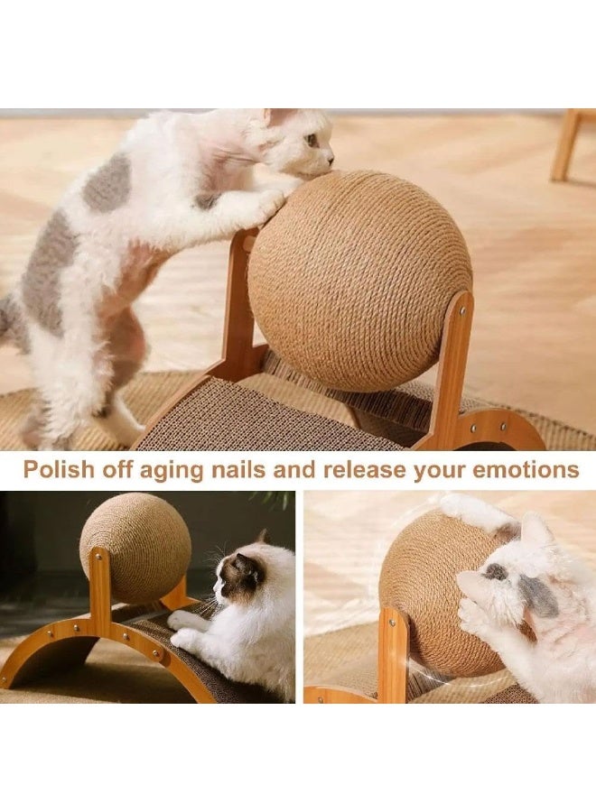 Cat Scratching Ball Cats Scratcher Natural Sisal Cat Scratching Board with Ball Cat Scratcher  Double-Sided Cat Scratching Post Grinding Paws Toys Cats Scratcher Large Scratch Pad for Cats Durable Cardboard Cat Scratcher Kitten Scratcher Pad - Image 3