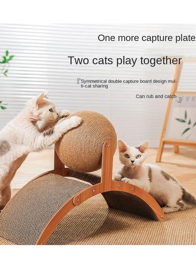 Cat Scratching Ball Cats Scratcher Natural Sisal Cat Scratching Board with Ball Cat Scratcher  Double-Sided Cat Scratching Post Grinding Paws Toys Cats Scratcher Large Scratch Pad for Cats Durable Cardboard Cat Scratcher Kitten Scratcher Pad - Image 4