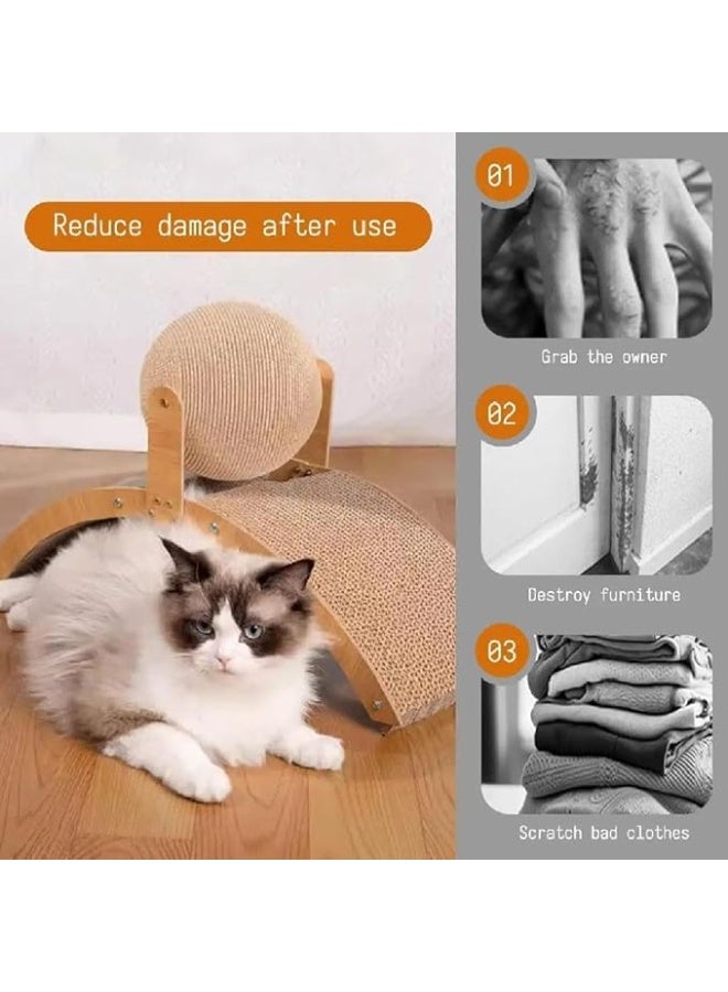 Cat Scratching Ball Cats Scratcher Natural Sisal Cat Scratching Board with Ball Cat Scratcher  Double-Sided Cat Scratching Post Grinding Paws Toys Cats Scratcher Large Scratch Pad for Cats Durable Cardboard Cat Scratcher Kitten Scratcher Pad - Image 5