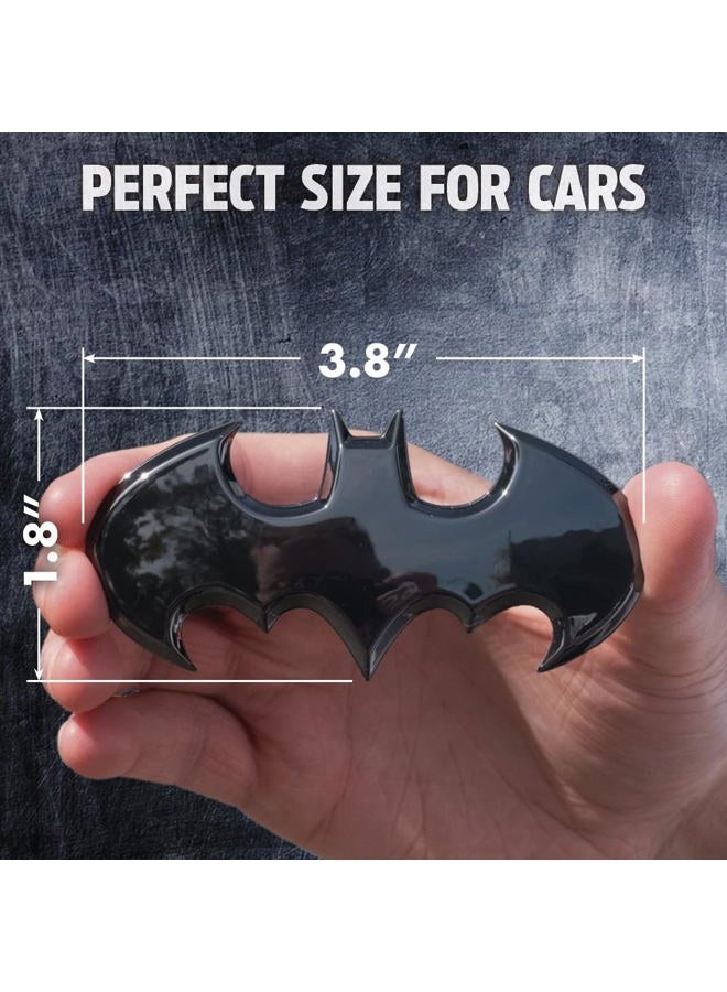 Fan Emblems Batman Car Badge Black Chrome Batwing Logo 3D Automotive Sticker Decal Flexes to Fully Adhere to Most Smooth Surfaces - Vehicles Laptops Windows Almost Anything - Image 2