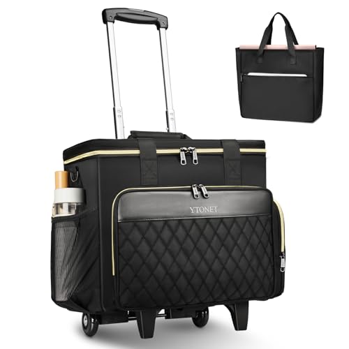 Ytonet Rolling Teacher Bag, 15.6 Inch Rolling Laptop Bag with Detachable Dolly & File Teacher Tote, Large Roller Briefcase for Women Teaching Office Work Craft Nurse, Black - Image 1
